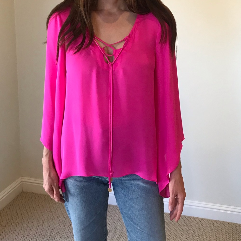 Alice & Trixie neon pink 100% silk top
